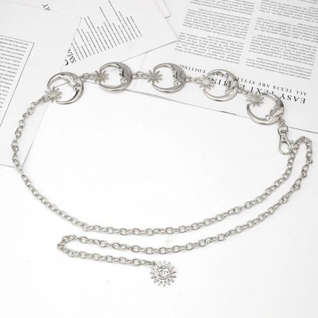 Muoti Kuu Aurinko Metallivyöt Naiset Vintage Riipus Vyötäröketju【PL】