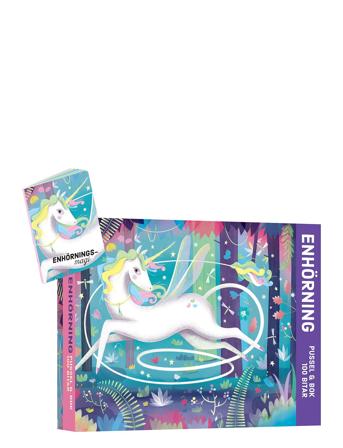 Pussel & Bok: Enhörning Toys Puzzles And Games Puzzles Classic Puzzles Multi/mønstret TUKAN*Betinget Tilbud