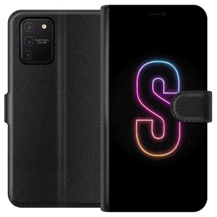 Kompatibelt Lommeboketui til Samsung Samsung Galaxy S10 Lite Neonbokstav S i lysende rosa og blå toner mot mørk bakgrunn, stilig bokstavkunst med re