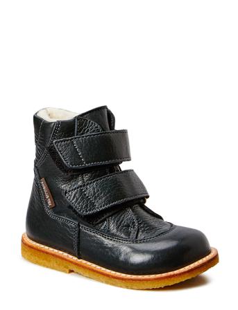 Boots - Flat - With Velcro Vinterstøvletter Med Borrelås Svart ANGULUS