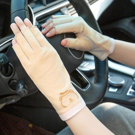 Sommar halvfinger exponerade tunna handskar för kvinnor, solskydd, UV-skydd, bilkörning, cykling, halkskydd