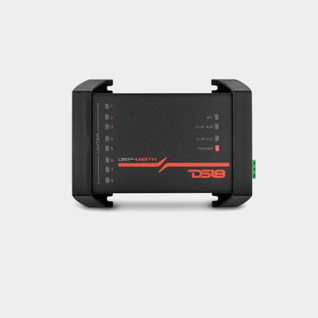 Marine power amplifier DS18 Digital Sound Processor (DSP), 12 V, black, with 4 channels