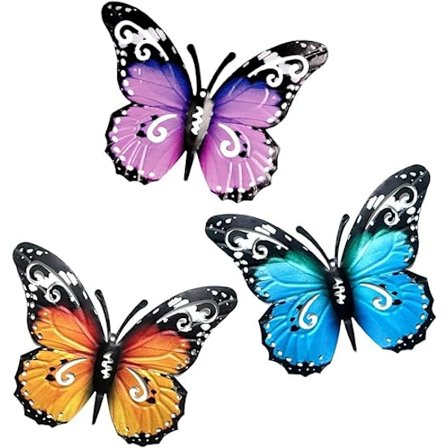 3 stk. sommerfuglehave vægkunst hegnsdekorationer udendørs