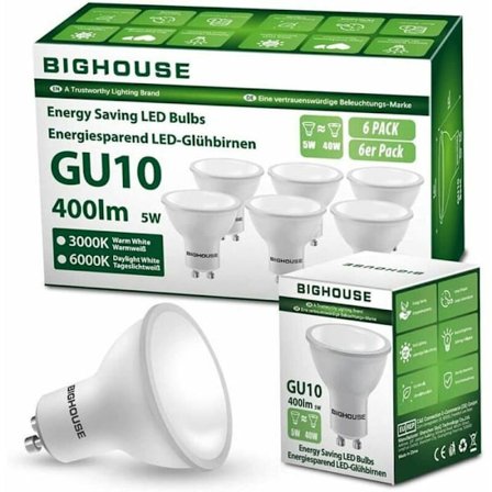6 stk. GU10 LED-pære 5W svarende til 40W varm hvid - 3000K