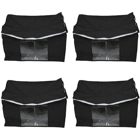 4 stk. sæt/sæt tøj dyne opbevaringspose tæppe skab sweater arrangør boks tøj poser garderobe beholder-sort