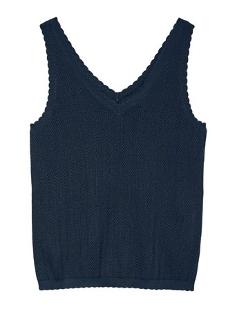 Vmluxlight Pointelle Sl V-Neck Top Navy Vero Moda