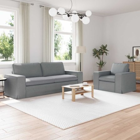 Soffa 180cm 2 pcs Ljusgrå Metall