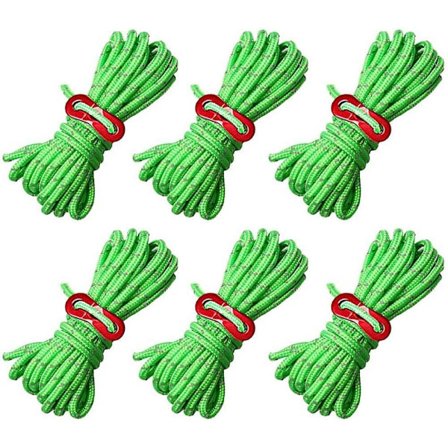 6 kpl telttailan köyttä, 5 mm heijastava naru, 13 jalkaa/4 m pitkä, tuulenpitävät teltan ohjaimet