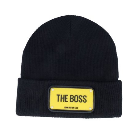 John Hatter & Co - Svart cuff Beanie - Rubber The Boss Black Cuff @ Hatstore