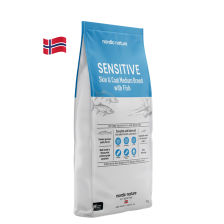 Nordic Nature - Sensitive Skin & Coat Fish Medium Breed 12 kg - Hund - Hundefôr & hundemat - Tørrfôr for hund - ZOO.no