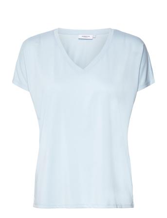 Mschfenya Modal V Neck Tee T-shirts & Tops Short-sleeved Blå MSCH Copenhagen*Betinget Tilbud