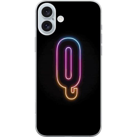 Kompatibel Mobilcover til Apple Apple iPhone 16 Plus Minimalistisk neonbogstav Q i lyse farver mod mørk baggrund