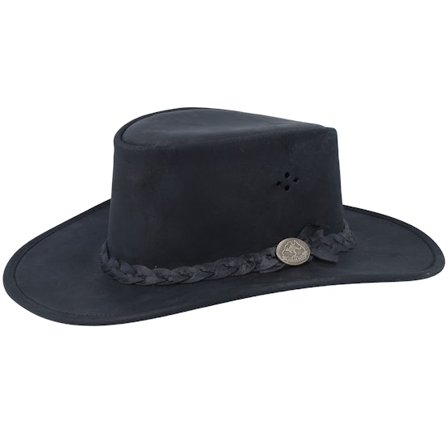 MJM Hats - Preto traveler Chapéu - Aussie Bush Squashable Leather Black Traveler @ Hatstore