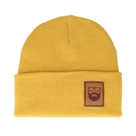 Bearded Man - Amarillo cuff Beanie - Logo Patch Mustard Beanie @ Hatstore