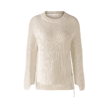 Oui Stickad Tröja Bomull Tröjor Dam Beige 38