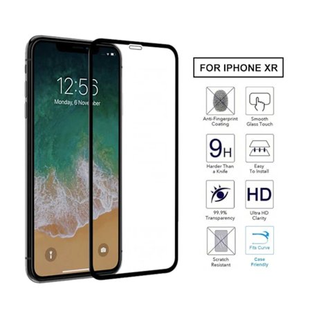 iPhone XR HD 3D Skärmskydd Härdat Glas Kolfiber
