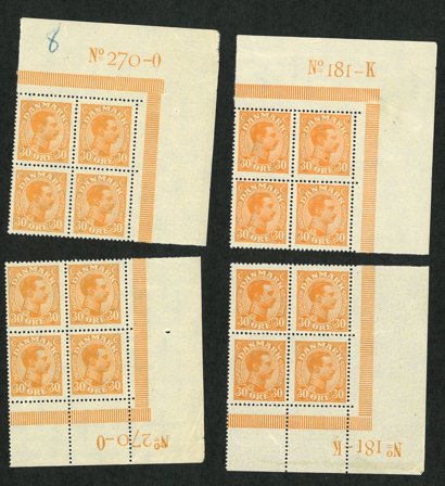 Danmark - 4 marginal 4-blokke AFA 127 - Postfrisk