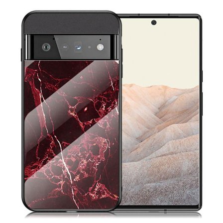 Fantasy Marmor Google Pixel 6 Pro skal - Blodröd Marmor