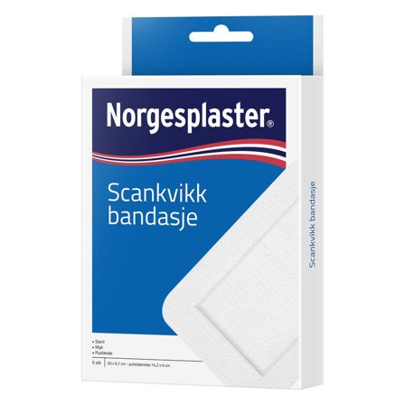 Norgesplaster Scankvikk bandasje hvit 20 x 9,7 cm 5 stk