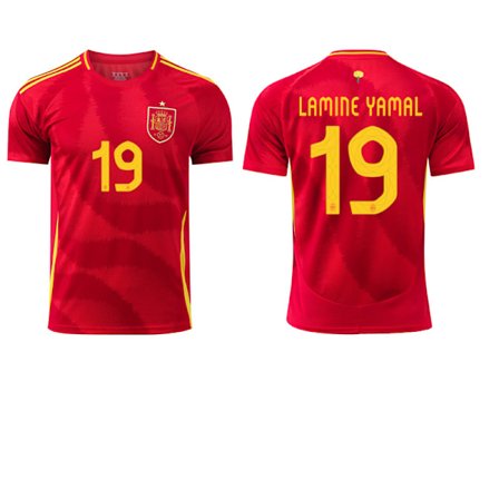 24-25 Spania Hjemmetreningsuniform NR.19 Lamine Yamal Fotball T-skjorte S-2XL