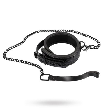 Halsband med svart koppel - Vuxen.se - BDSM halsband, BDSM koppel