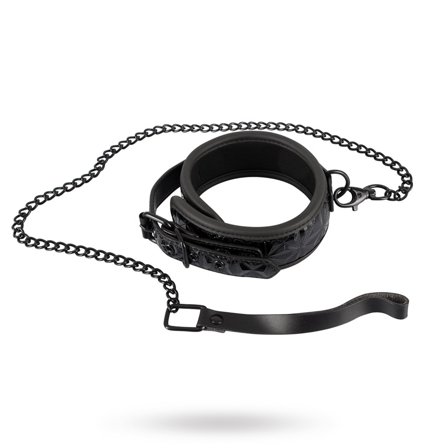Halsband med svart koppel - Vuxen.se - BDSM halsband, BDSM koppel