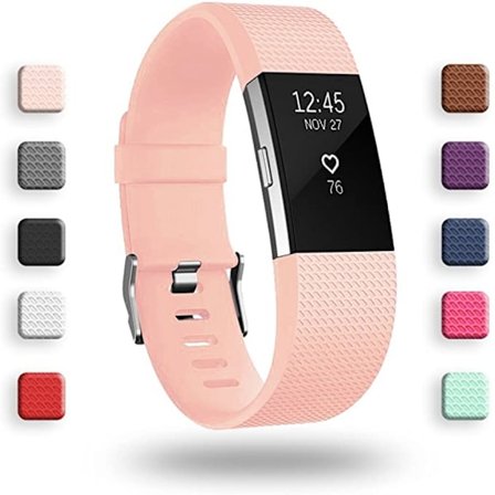 Smartklocka, armband ersättningsband kompatibel med Fitbit charge 2, klassiska och speciella justerbara sportarmband(Rosa-L)