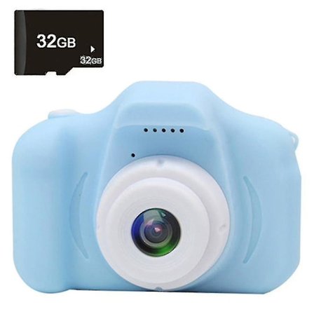 Mini Vintage Kamera HD Mini Digitalkamera Bärbar Videokamera För Barn (HD Skärm Blå)