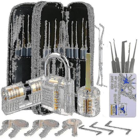 30-delad låsplockningsuppsättning 3 transparenta övningslås för nybörjare och låssmedsträning (FMY)