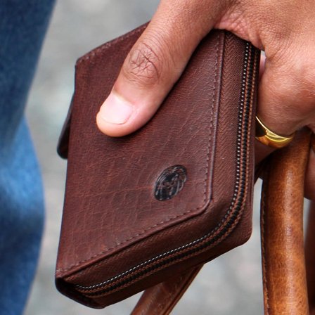 Porte-cartes en cuir marron California pour hommes - Porte-cartes - pour Hommes - Lucleon