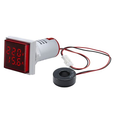 (Röd) Mini Square Digital Volt-Ammeter Voltammeter Ammeter Voltme
