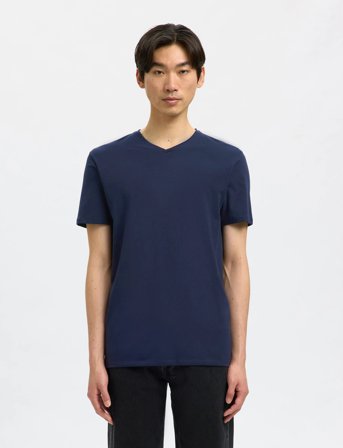 Selected Slhnewpima Ss V-Neck Tee Noos - Navy - M