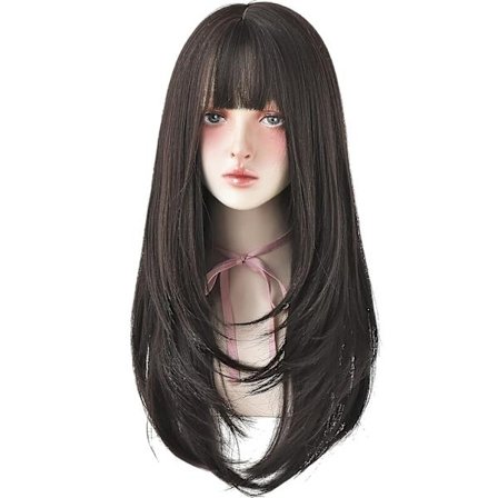 Hår Farge Parykk for Kvinner Syntetisk Hår Naturlig Lang Straight Parykk