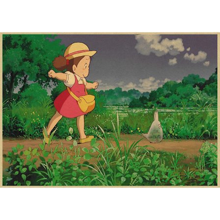 Vintage Retro Papir Anime-plakat Tonari No Totoro Miyazaki Veggdekor Vintage Hjemmedekor Barneromdekorasjon