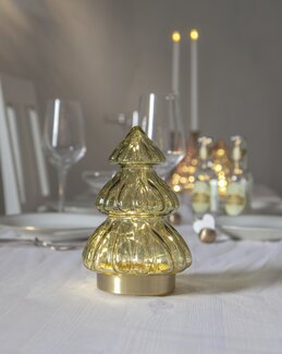 LED Glassdekorasjon gran Grønn