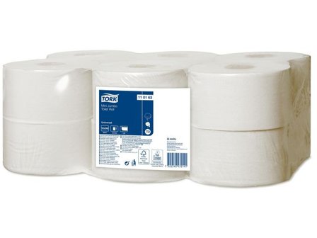TORK Toalettpapper Universal T2 Mini, 1-lag, 1200,ark, vitt 12/fp - Lyreco - Städ och hygien - Toalettpapper och torkpapper - Toalettpapper - rulle