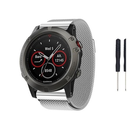 Garmin Fenix 3 / Fenix 3 HR / Fenix 5X urlänk rostfritt stål meshlänk - Silver