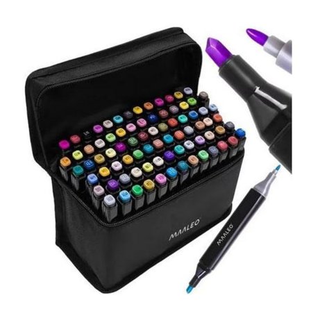 {XJ}80ck - Tusser med etui - Dobbeltsidede penne, multifarve