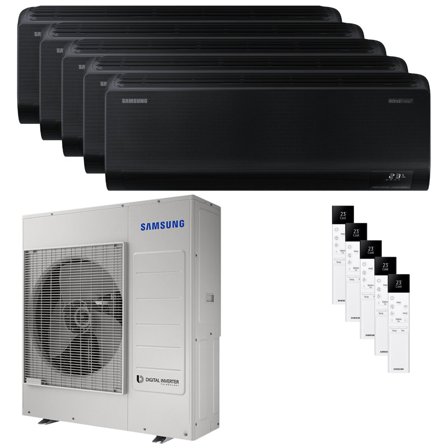 Condizionatore Samsung Windfree Black penta split 7000+7000+7000+9000+12000 BTU inverter A++ wifi unità esterna 10 kW