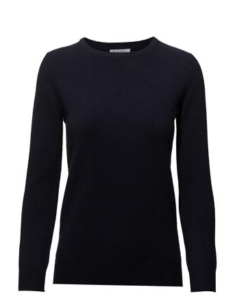 Basic O-Neck Sweater Pullover Marineblå Davida Cashmere