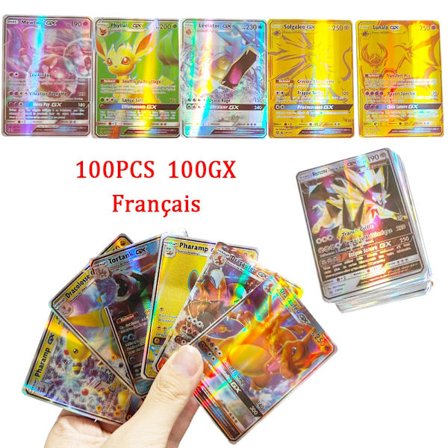 Ny 100 stk Pokemon Full Flash-kort Vstar EX Vmax Fransk Skinnende Kort TAG TEAM Spill Trading Battle Samlekort Leker Gaver