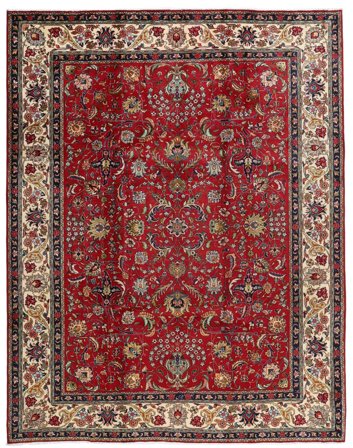 Anudada A Mano Tabriz Alfombra 258X332 Oriental De Lana Rojo Oscuro/Marrón Grande