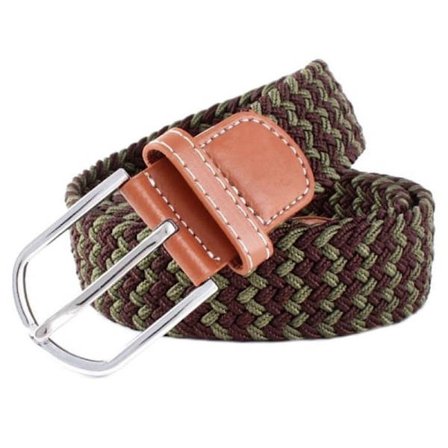 41 * 1,3 tommer Unisex Elastisk Flettet Stretch Bælte Casual Herre Dame Taljebælte med PU Læder Spænde Blå Hvid Rød Blå Hvid Rø