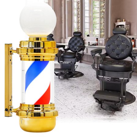 Barber post plafond skylt lampa guld 68cm