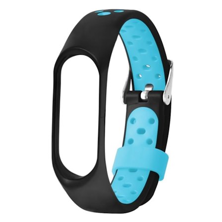 Xiaomi Mi Smart Band 4 klockarmband i silikon med dubbla färger - Svart / Blå