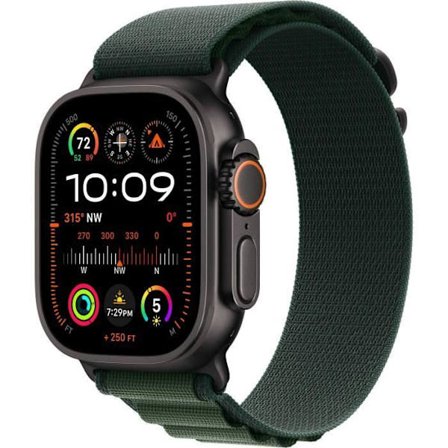 Apple Watch Ultra 2 GPS + Cellular - 49 mm - Svart titanfodral - Mörkgrön Alpine Loop-rem - Stor