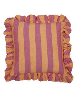 Kuddfodral Amalia randigt med volang 1-pack Orange - Fondaco