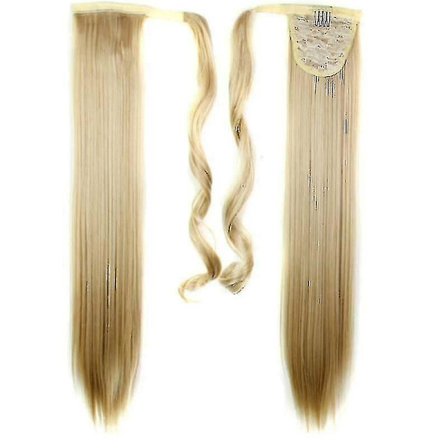 Hår Extensions 60cm27-613# Långt Rakt Hår Wrap Ponytail Clip In Pony Tail Hår Extensions Naturlig