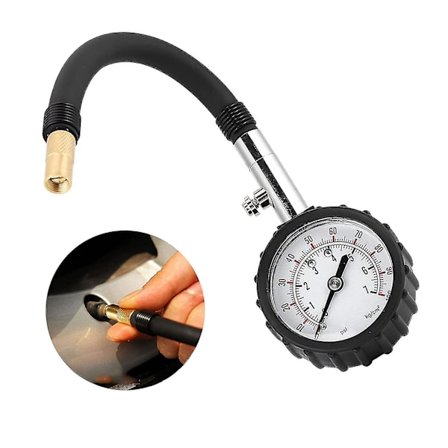 Dekktrykkmåler Bil Dekktrykkmåler Overvåking Dekktrykkmåler Manometer Med Fleksibel Luftslange For Bil, Sykkel Og Motorsykkel, Bil