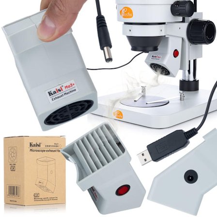 Ma3+ Mini Savunpoistaja Stereomikroskooppiin – 12V USB | 3500 RPM | Yhteensopiva Rosfix Mercury, Jupiter kanssa